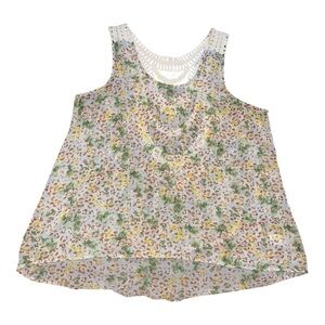 Chloe K Boho High-Low Tank Top with Crochet Back – Size Large